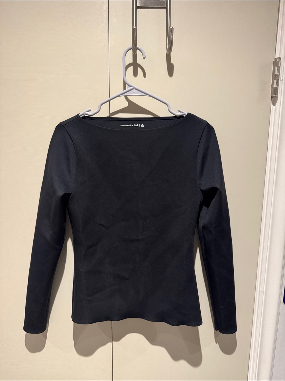Abercrombie & Fitch Women's Long Sleeve Boatneck Top - Navy